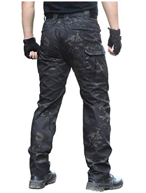 zuoxiangru Men's Water Resistant Pants Straight Fit Tactical Combat Army Cargo Work Pants with Multi Pocket