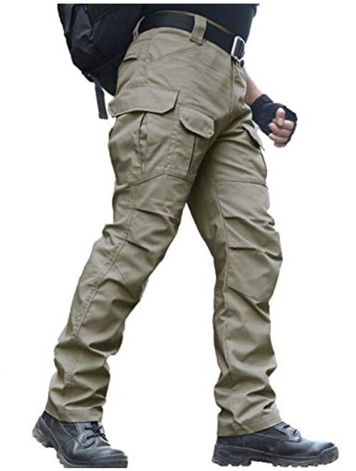 zuoxiangru Men's Water Resistant Pants Straight Fit Tactical Combat Army Cargo Work Pants with Multi Pocket