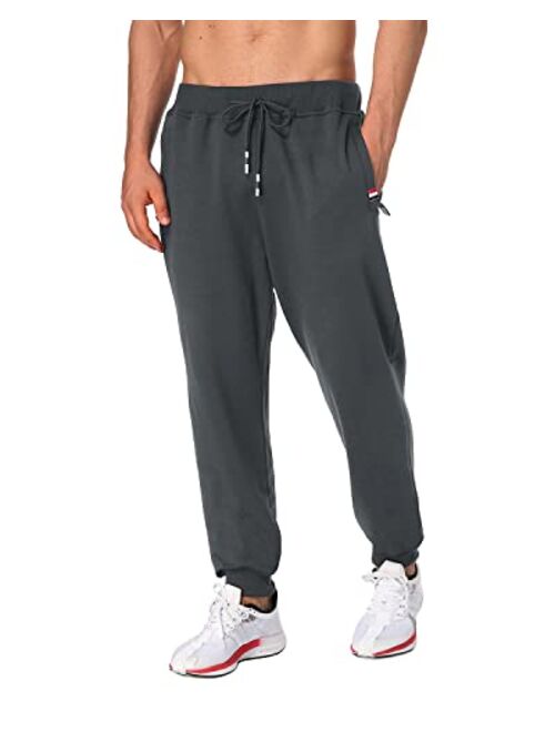 GOCHIC Men's Athletic Casual Jogger Sweatpants Breathable Cotton Hiking Running Pants with Zipper Pockets