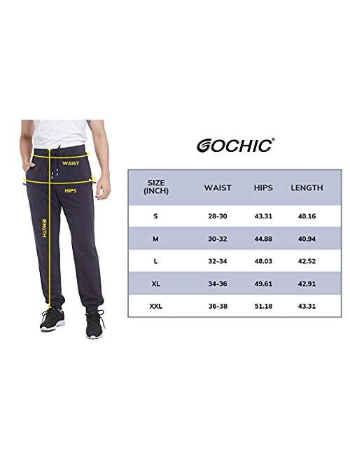 GOCHIC Men's Athletic Casual Jogger Sweatpants Breathable Cotton Hiking Running Pants with Zipper Pockets