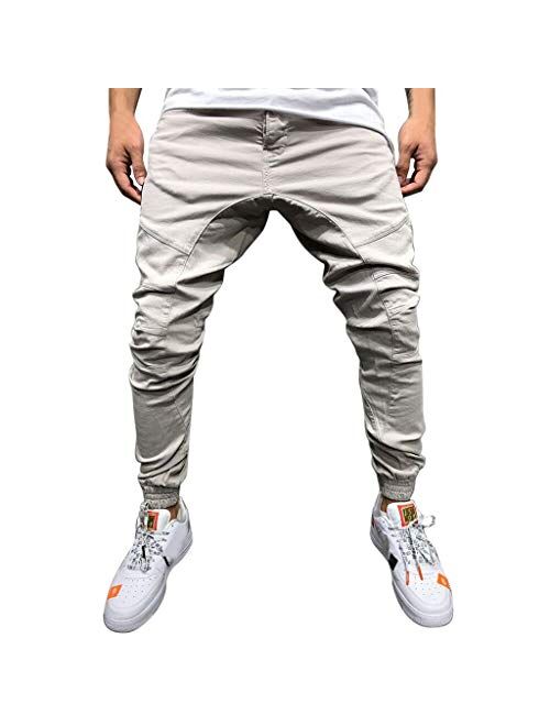 Stoota 2021 Fashion Men's Casual Solid Loose Patchwork Color Sweatpant Trousers Jogger Pants