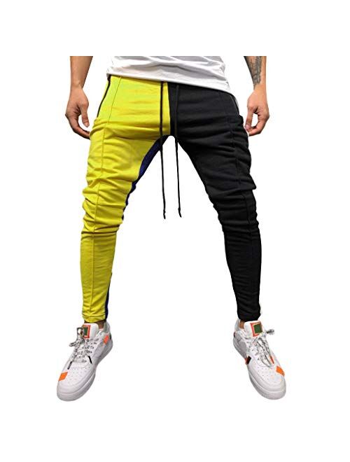 Stoota 2021 Fashion Men's Casual Solid Loose Patchwork Color Sweatpant Trousers Jogger Pants