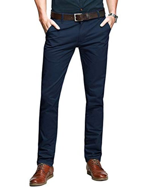 OCHENTA Men's Tapered Flat Front Casual Dress Pants