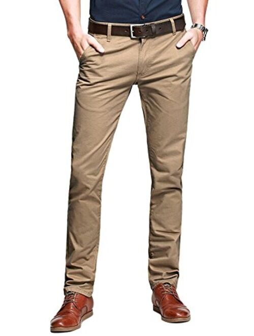 OCHENTA Men's Tapered Flat Front Casual Dress Pants