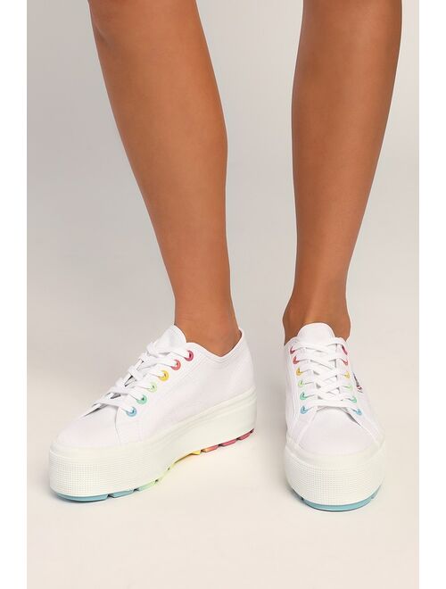 Superga 2790 Tank Multicolor Rainbow Canvas Platform Sneakers