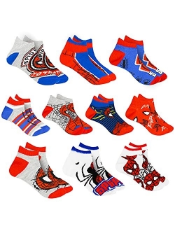 Spider-man Socks for Boys, 10 Pairs Low Cut Socks for Boys Ages 3-9