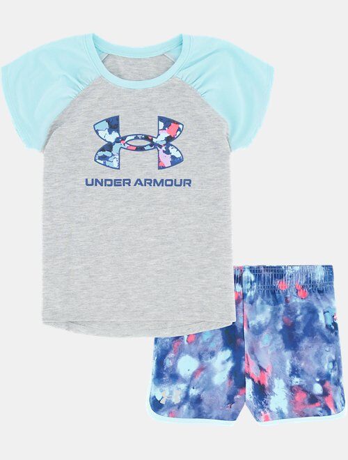 Under Armour Girls' Toddler UA Painted Melt Logo Raglan T-Shirt & Shorts Set