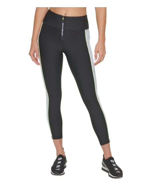 DKNY Sport Women's Colorblocked Zip-Front 7/8 Leggings