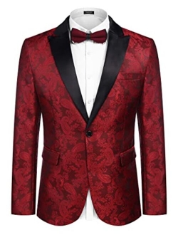 Men's Floral Tuxedo Paisley Suit Jacket Dress Dinner Party Prom Blazer