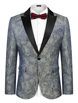 Men's Floral Tuxedo Paisley Suit Jacket Dress Dinner Party Prom Blazer