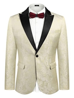 Men's Floral Tuxedo Paisley Suit Jacket Dress Dinner Party Prom Blazer