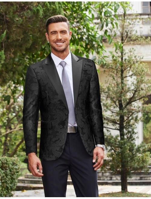 Buy COOFANDY Men's Floral Tuxedo Paisley Suit Jacket Dress Dinner Party ...