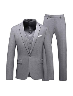 MOGU Men 3 Piece Suit Slim Fit Wedding Tuxedos Formal Prom Suits