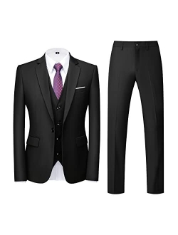 MOGU Men 3 Piece Suit Slim Fit Wedding Tuxedos Formal Prom Suits