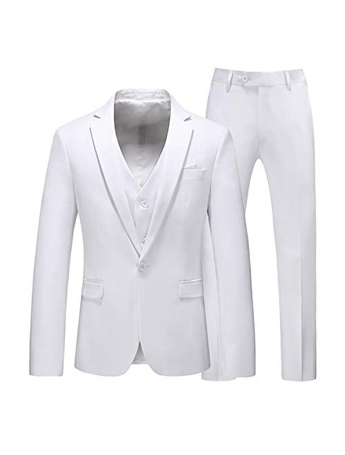 MOGU Men 3 Piece Suit Slim Fit Wedding Tuxedos Formal Prom Suits