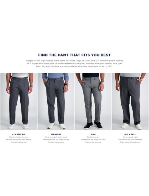 Haggar Mens Premium Comfort Straight-Fit 4-Way Stretch Wrinkle-Free Flat-Front Dress Pants