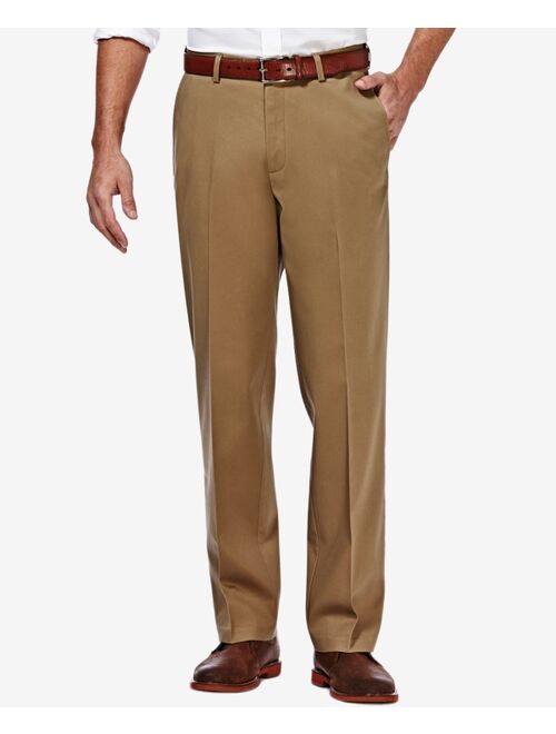 Haggar Men's Premium No Iron Khaki Classic Fit Flat Front Hidden Expandable Waist Pant