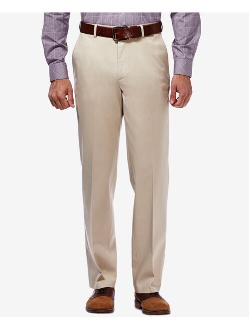 Haggar Men's Premium No Iron Khaki Classic Fit Flat Front Hidden Expandable Waist Pant