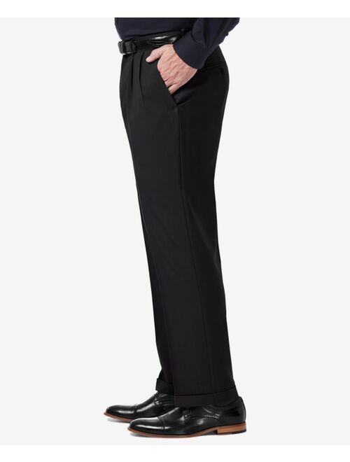 Haggar Men's Premium Comfort Stretch Classic-Fit Solid Pleated Dress Pants