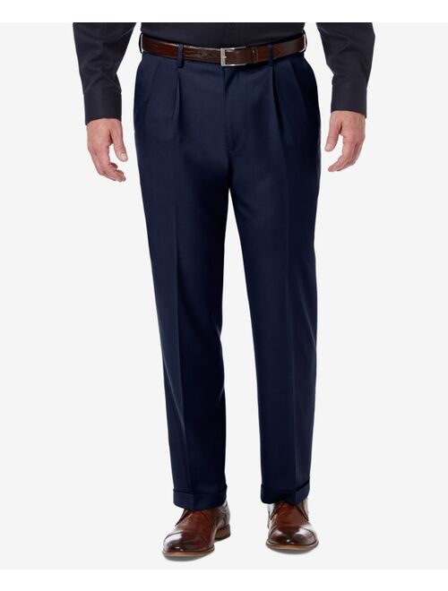 Haggar Men's Premium Comfort Stretch Classic-Fit Solid Pleated Dress Pants