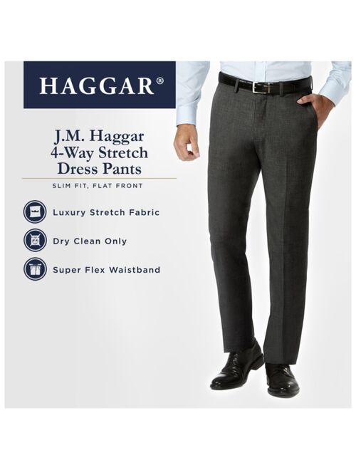 J.M. Haggar Slim Fit 4-Way Stretch Flat Front Dress Pants