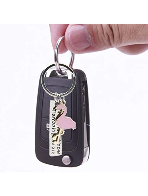 Nakumicha Flamingo Gifts for Women，Motivational Flamingo Keychain Never Forget How Flamazing You are