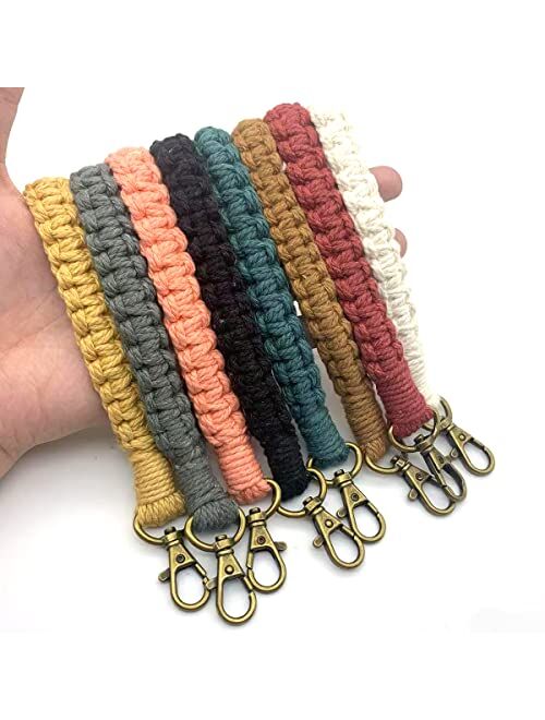 XGALBLA Macrame Keychain Boho Handmade Wristlet Bracelet Keychain Wrist Lanyard Handmade Weave Exquisite Holder for Women