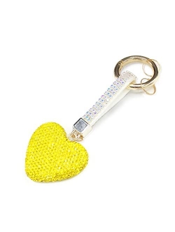 Astero Rhinestone Heart Shape Keychains Glitter Crystal Heart Key Rings Bling Crystal Key Chain Leather Bag Charm For Women Girls