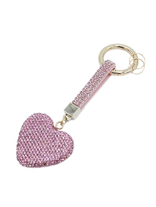 Astero Rhinestone Heart Shape Keychains Glitter Crystal Heart Key Rings Bling Crystal Key Chain Leather Bag Charm For Women Girls