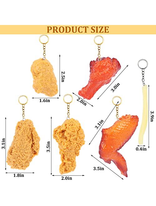 kekafu 6 Pcs Imitation Food Keychain Fried Chicken Leg Chicken Wing Keychain Mini Simulation Food Pendant Creative Delicious Food Key Ring for Handbag Purse Car Accessori