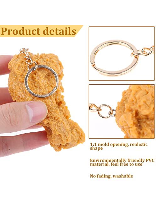 kekafu 6 Pcs Imitation Food Keychain Fried Chicken Leg Chicken Wing Keychain Mini Simulation Food Pendant Creative Delicious Food Key Ring for Handbag Purse Car Accessori