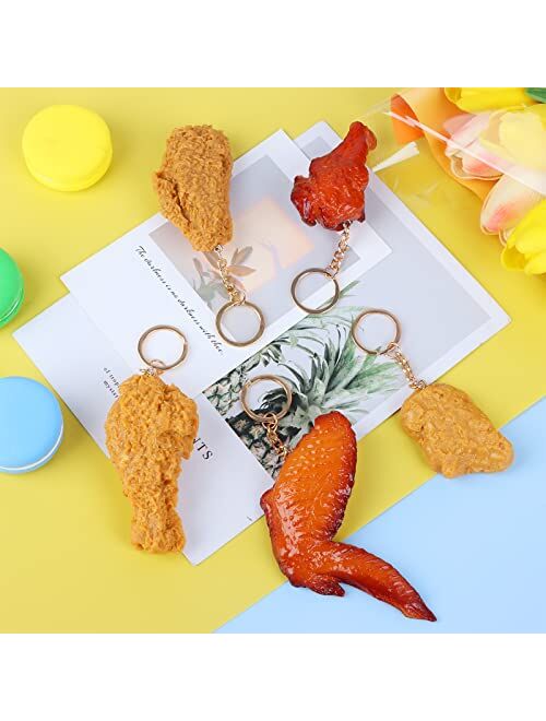 kekafu 6 Pcs Imitation Food Keychain Fried Chicken Leg Chicken Wing Keychain Mini Simulation Food Pendant Creative Delicious Food Key Ring for Handbag Purse Car Accessori