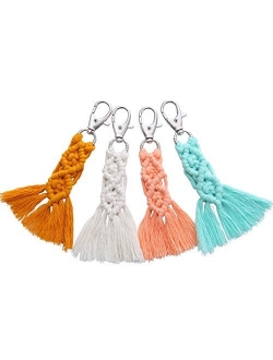 CHICIEVE Mini Macrame Keychains kits Boho Macrame Keychains with Tassels Handmade for Car Key Purse Phone Wallet Wedding Gift