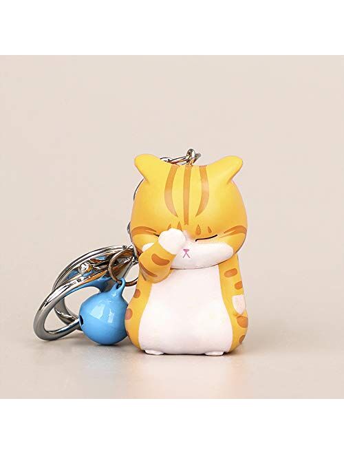 Duokeai Cat Keychain Charms, Key Ring Cute Key Chain Shy Chubby Kitten Trinket Bag Decor