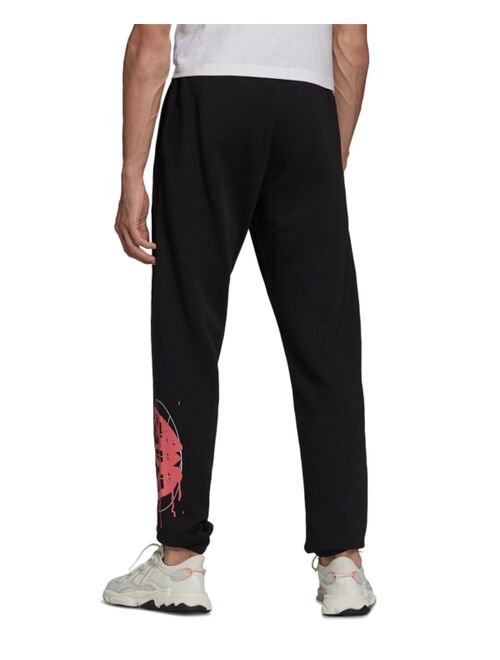 adidas Men's Behind The Tefoil Regular-Fit Logo-Print Fleece Sweatpants