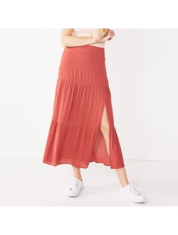 Crosshatch Tiered Maxi Skirt