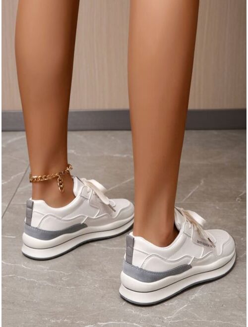 Shein Letter Graphic Lace Up Front Running Shoes