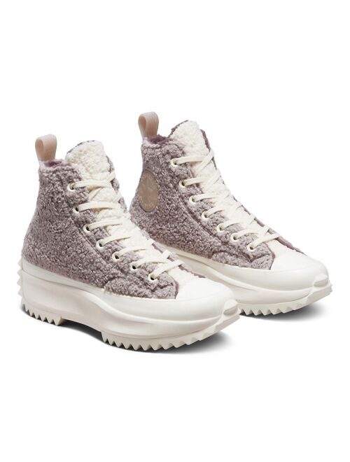 Converse Run Star Hike Hi sherpa platform sneakers in vapor mauve