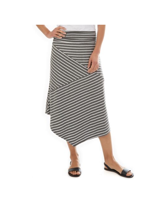 Women's AB Studio Asymmetrical Hem Striped Skirt