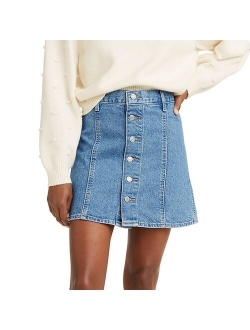 A-Line Button Front Mini Skirt