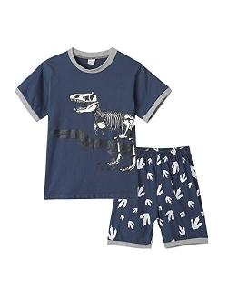 MyFav Big Boys Glow in Dark Skull Pjs Cotton Sleepwear Comfy Pajama Shorts Sets