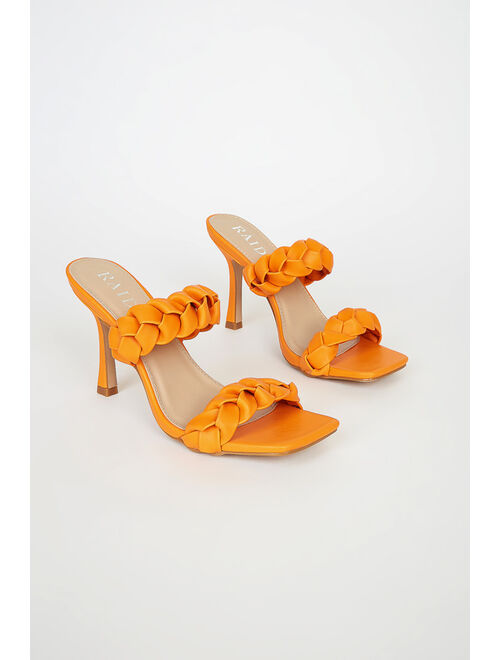 Gemma Orange Braided High Heel Sandals