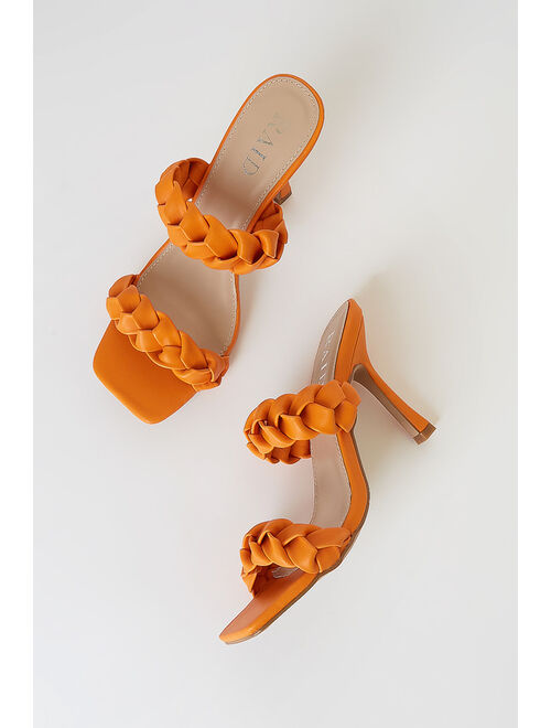 Gemma Orange Braided High Heel Sandals