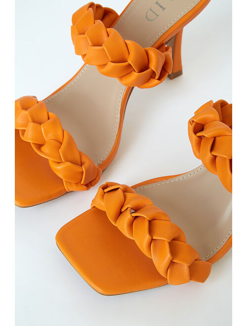 Gemma Orange Braided High Heel Sandals