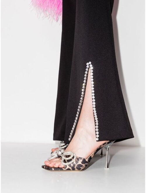 MACH & MACH crystal-embellished satin mules