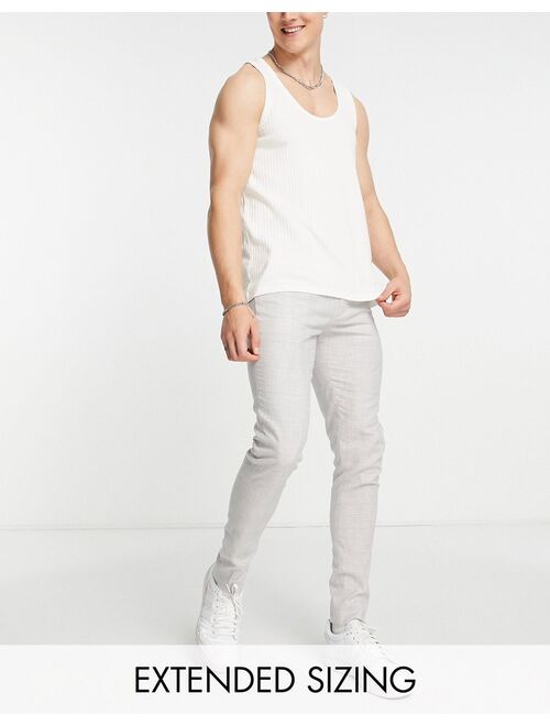 ASOS DESIGN smart linen mix super skinny pants in gray Prince of Wales check