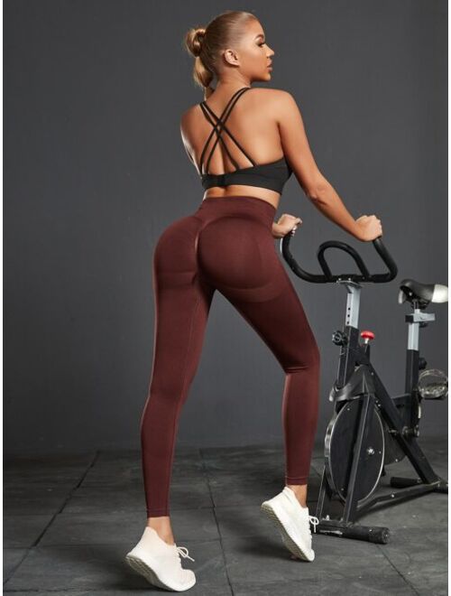 Shein Seamless Solid Wide Waist Sports Leggings