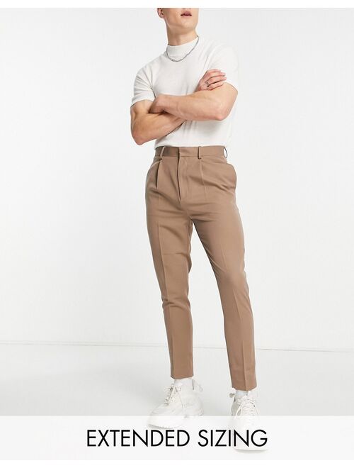 ASOS DESIGN smart tapered pants in stone