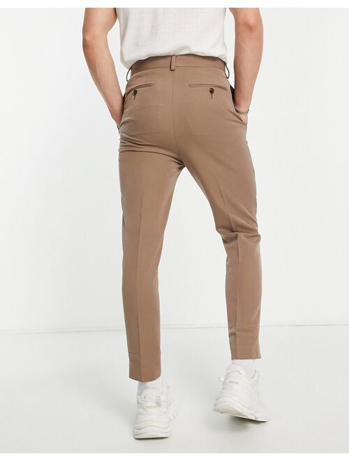 ASOS DESIGN smart tapered pants in stone