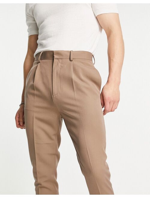 ASOS DESIGN smart tapered pants in stone